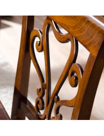 MOBILI 2G - Sedia classica legno imbottita tessuto ecopelle bassano 46x46x94 vista laterale schienale traforato