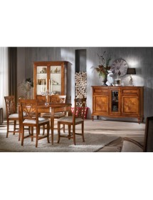 MOBILI 2G - Sedia classica legno imbottita tessuto ecopelle bassano 46x46x94 vista frontale