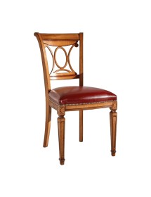 MOBILI 2G - Sedia classica legno imbottita tessuto ecopelle bassano 48x60x95 vista frontale