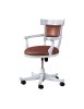 MOBILI 2G - Poltrona girevole classica legno bianco imbottita ecopelle 61x67x87 vista frontale