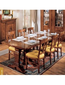 MOBILI 2G - Tavolo rettangolare classico legno Intarsio bassano 180x100x80 vista frontale aperto