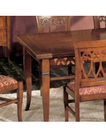 MOBILI 2G - Tavolo allungabile rettangolare classico intarsio tinta bassano 180X90x78 vista laterale gamba