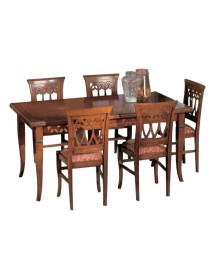 MOBILI 2G - Tavolo allungabile rettangolare classico intarsio tinta bassano 180X90x78 vista frontale