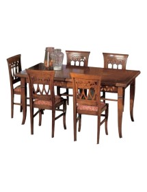 MOBILI 2G - Tavolo allungabile rettangolare classico intarsio tinta bassano 180X90x78 vista frontale