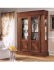 MOBILI 2G - Vetrina classica 2 porte legno intarsio noce 158X53X215 vista frontale