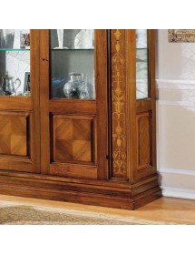 MOBILI 2G - Vetrina classica 2 porte legno intarsio noce 158X53X215 vista frontale zoccolo