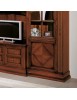 MOBILI 2G - Parete Attrezzata porta tv Classica Legno tinta noce 312X45X238 vista frontale zoccolo a terra con intarsi