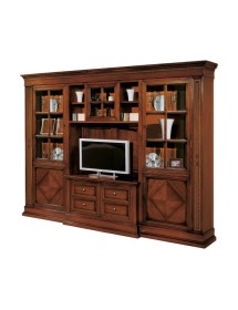 MOBILI 2G - Parete Attrezzata porta tv Classica Legno tinta noce 312X45X238 vista frontale
