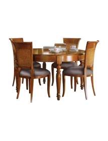 MOBILI 2G - Tavolo rotondo allungabile legno massello bassano 140x140x78 vista frontale