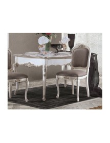 MOBILI 2G - Soggiorno barocco legno shabby bianco Venezia oro argento vista frontale tavolo