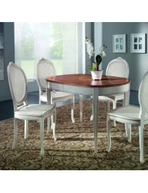 MOBILI 2G - Sedia classica ovalina paglia di vienna legno shabby bianco 49x55x104 VISTA FRONTALE