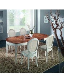 MOBILI 2G - Sedia classica ovalina paglia di vienna legno shabby bianco 49x55x104 VISTA FRONTALE