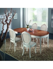 MOBILI 2G - Sedia classica ovalina paglia di vienna legno shabby bianco 49x55x104 VISTA FRONTALE