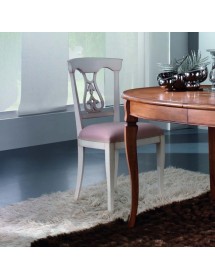 MOBILI 2G - Sedia classica imbottita tessuto shabby bianco 48x54x94 vista laterale