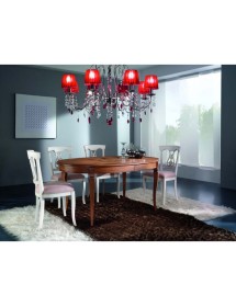 MOBILI 2G - Sedia classica imbottita tessuto shabby bianco 48x54x94 vista laterale