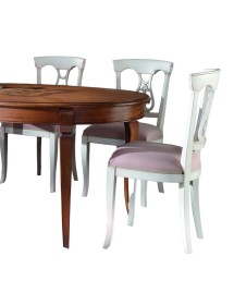 MOBILI 2G - Sedia classica imbottita tessuto shabby bianco 48x54x94 vista laterale