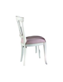 MOBILI 2G - Sedia classica imbottita tessuto shabby bianco 48x54x94 vista laterale
