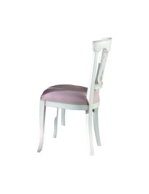 MOBILI 2G - Sedia classica imbottita tessuto shabby bianco 48x54x94 vista laterale