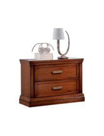 MOBILI 2G - Comodino classico 2 cassetti legno tinta noce 63,5x39x54 vista frontale