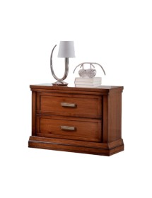 MOBILI 2G - Comodino classico 2 cassetti legno tinta noce 63,5x39x54 vista frontale