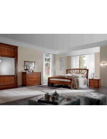 MOBILI 2G - Comodino classico 2 cassetti legno tinta noce 63,5x39x54 vista frontale