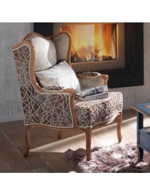 MOBILI 2G - Poltrona bergere imbottita tessuto legno bassano 70x80x104 VISTA LATERALE