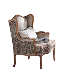 MOBILI 2G - Poltrona bergere imbottita tessuto legno bassano 70x80x104 VISTA LATERALE