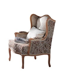 MOBILI 2G - Poltrona bergere imbottita tessuto legno bassano 70x80x104 VISTA LATERALE