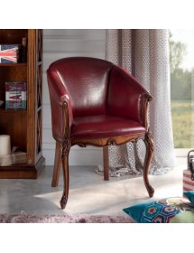 MOBILI 2G - Poltrona classica imbottita ecopelle legno bassano 63x62x87 VISTA FRONTALE