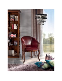 MOBILI 2G - Poltrona classica imbottita ecopelle legno bassano 63x62x87 VISTA FRONTALE