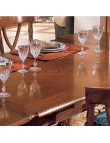 MOBILI 2G - Tavolo classico sagomato allungabile rettangolare bassano 160X100x80 vista frontale intarsio