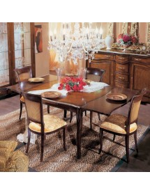 MOBILI 2G - Tavolo quadrato allungabile classico tinta noce 120X120x78 vista frontale apertura con allunghe