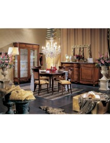 MOBILI 2G - Tavolo quadrato allungabile classico tinta noce 120X120x78 vista frontale