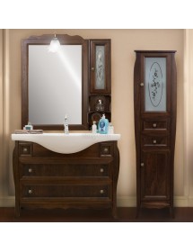Mobile bagno classico con colonna legno tinta noce L.108 P.50