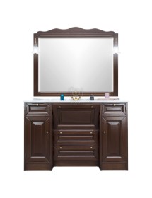 MOBILI 2G - Mobile bagno classico legno con marmo tinta noce L.134 P.62 vista frontale