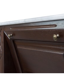 MOBILI 2G - Mobile bagno classico legno con marmo tinta noce L.134 P.62 vista frontale cassettone