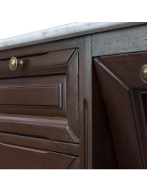 MOBILI 2G - Mobile bagno classico legno con marmo tinta noce L.134 P.62 vista frontale cassettone