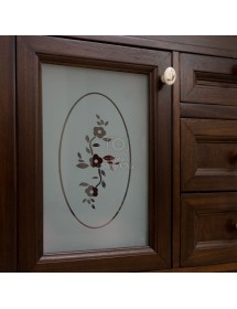 MOBILI 2G - Mobile bagno Classico Sagomato con Colonna Legno Tinta Noce L.105 P.50 vista frontale base vetro