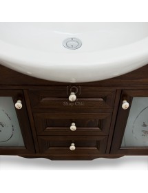 MOBILI 2G - Mobile bagno Classico Sagomato con Colonna Legno Tinta Noce L.105 P.50 vista frontale base