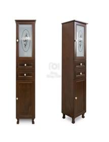 MOBILI 2G - Mobile bagno Classico Sagomato con Colonna Legno Tinta Noce L.105 P.50 vista frontale colonna