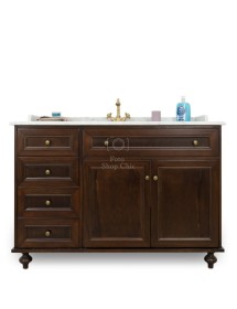 MOBILI 2G - Mobile bagno arte povera con marmo e colonna copri lavatrice Legno Noce L.160 P.60 vista frontale