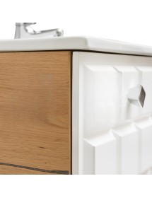 MOBILI 2G - Mobile bagno moderno sospeso legno bianco cubico 90x46 vista frontale