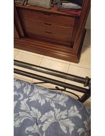 MOBILI 2G - Armadio arte povera in legno 2 ante scorrevoli gendarme tinta noce 181x66x225 vista cassettiera interna