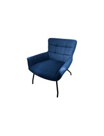 MOBILI 2G - Poltrona moderna Design imbottita tessuto Blu 81x70x85 VISTA FRONTALE
