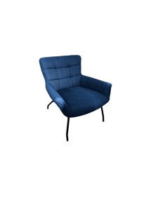MOBILI 2G - Poltrona moderna Design imbottita tessuto Blu 81x70x85 VISTA FRONTALE