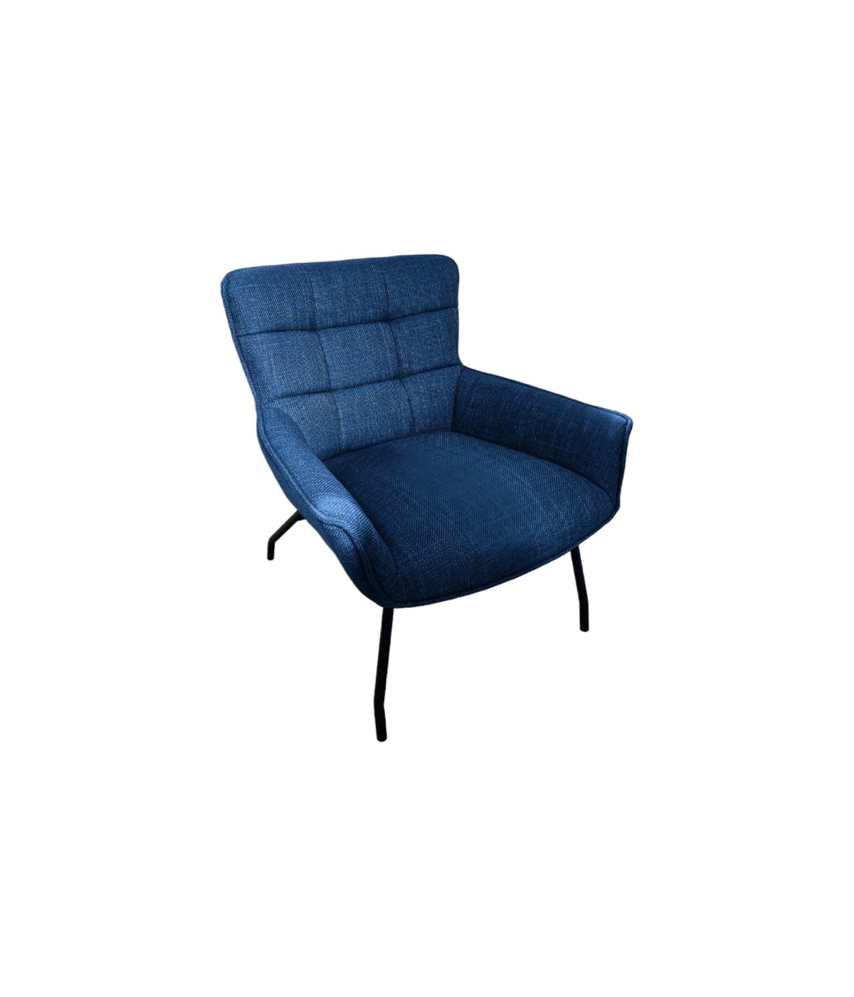 MOBILI 2G - Poltrona moderna Design imbottita tessuto Blu 81x70x85 VISTA FRONTALE