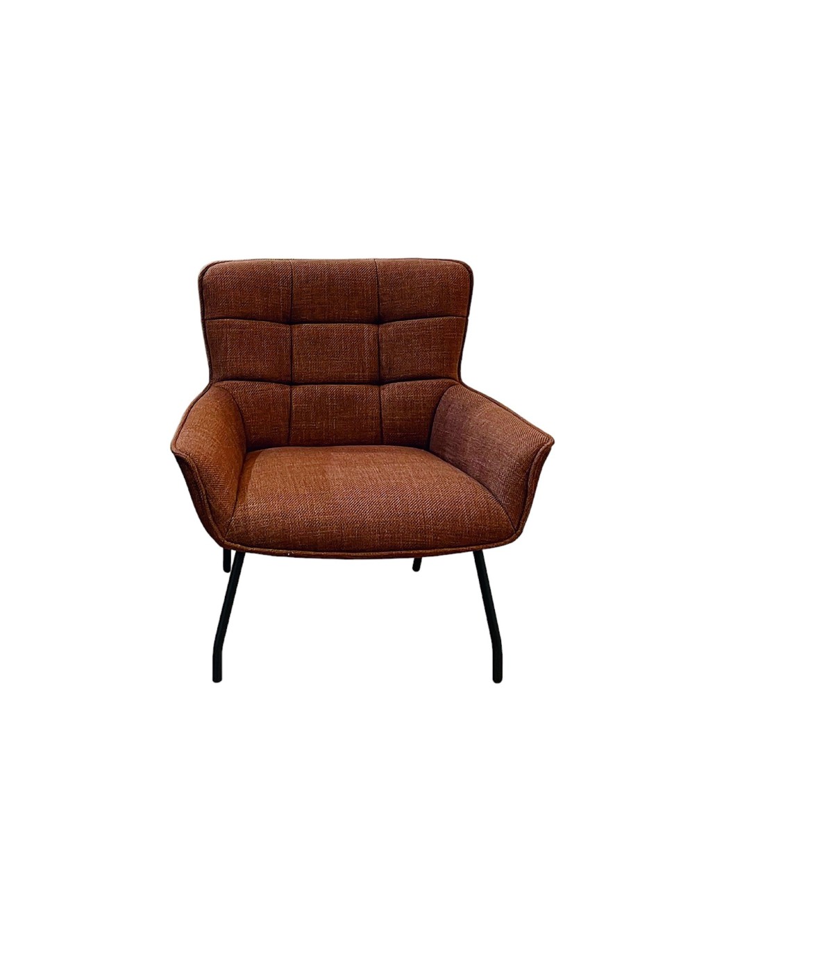 MOBILI 2G - Poltrona moderna Design imbottita tessuto Arancione 81x70x85 VISTA FRONTALE