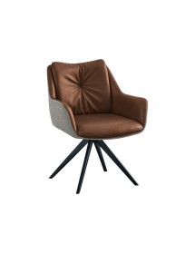 MOBILI 2G - 2 Sedie moderne Design imbottite tessuto e ecopelle beige 65x64x83 vista frontale