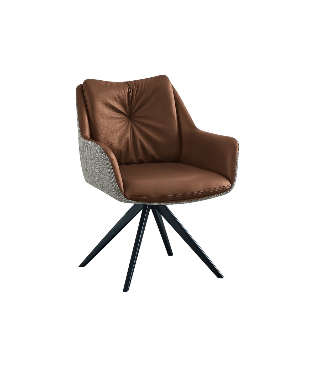 MOBILI 2G - 2 Sedie moderne Design imbottite tessuto e ecopelle beige 65x64x83 vista frontale