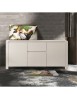 MOBILI 2G - MADIA MODERNA 2 ANTE E 2 CASSETTI ABETE BIANCO SPAZZOLATO  L.185P.50H.84 VISTA FRONTALE